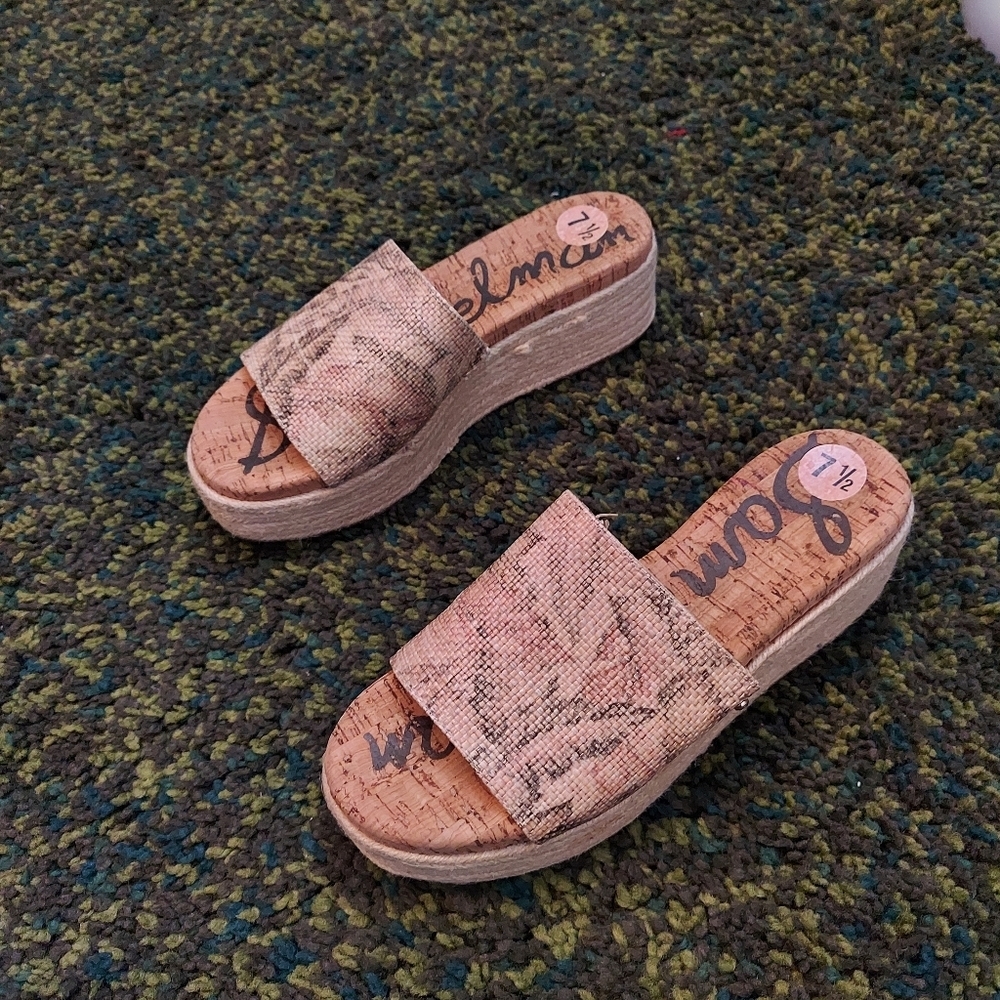 Sam Edelman NEW Beige Floral Slip On Platforms 7.5 - Picture 8 of 10
